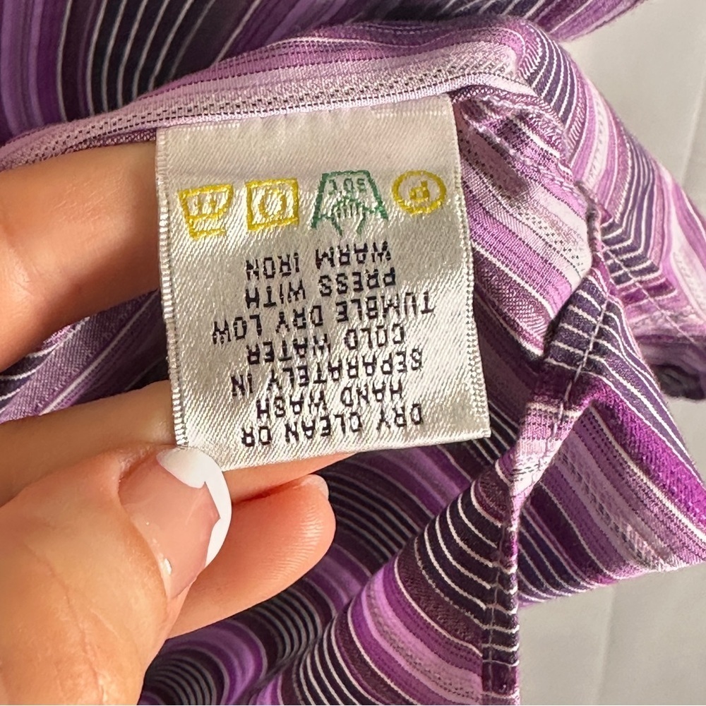Bugatchi Uomo Cotton Stripe Contrast Cuff Button-Up JEWEL TONE Purple L Office - Picture 5 of 12